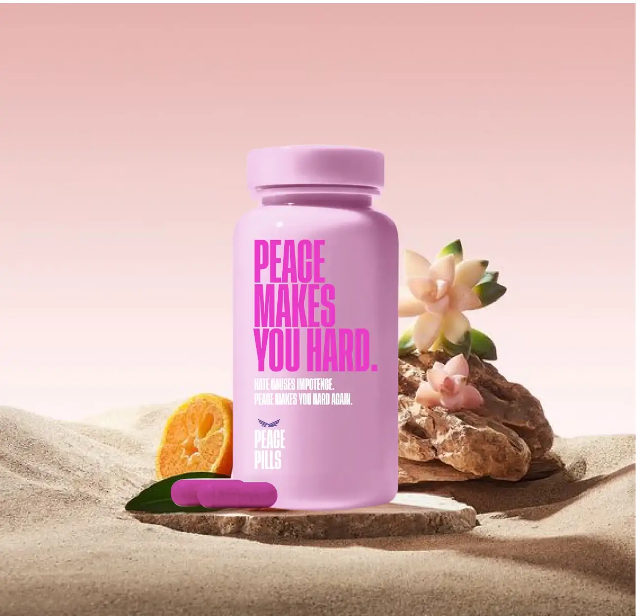 Concepto de frasco de Peace Pills