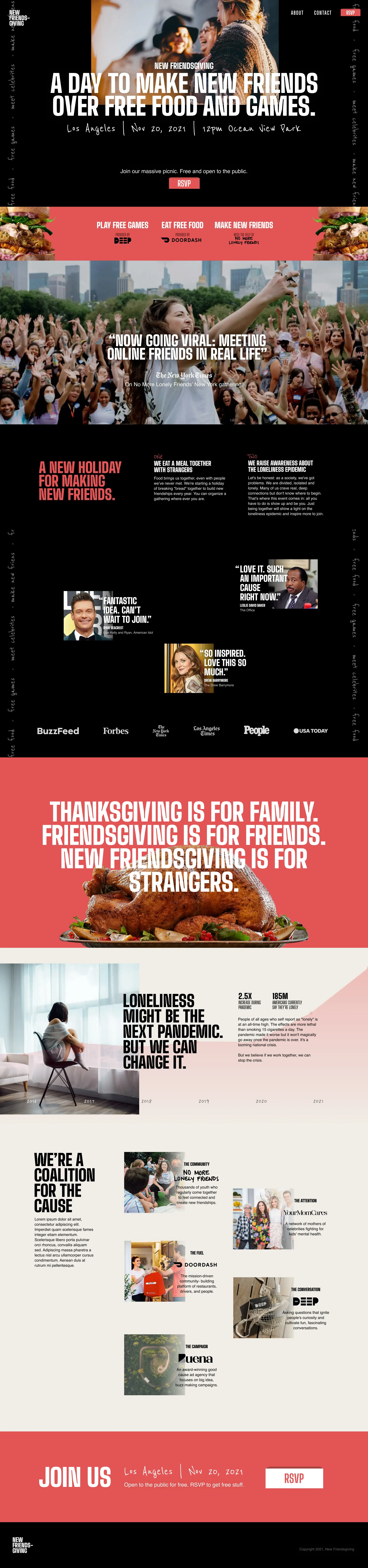 Full-length New Friendsgiving home page design