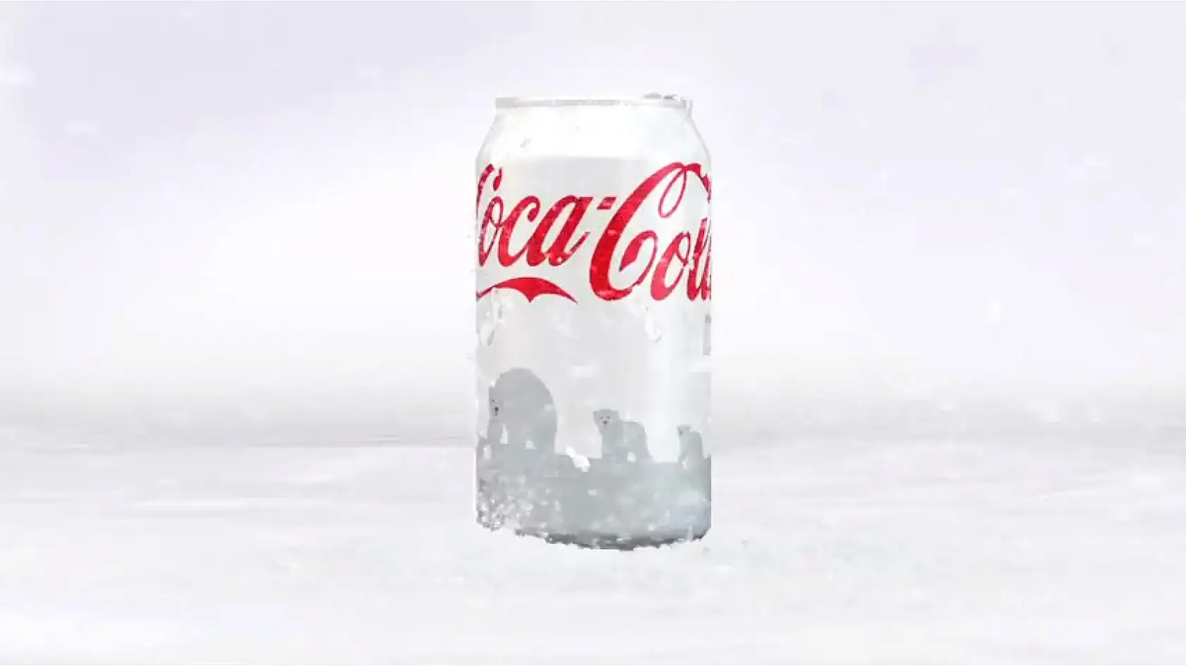 The white Arctic Home can standing on snow, from the case video