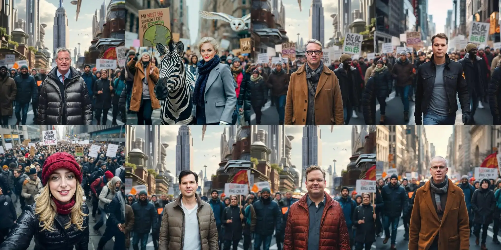 Key participants rendered into the march down Wall Street
