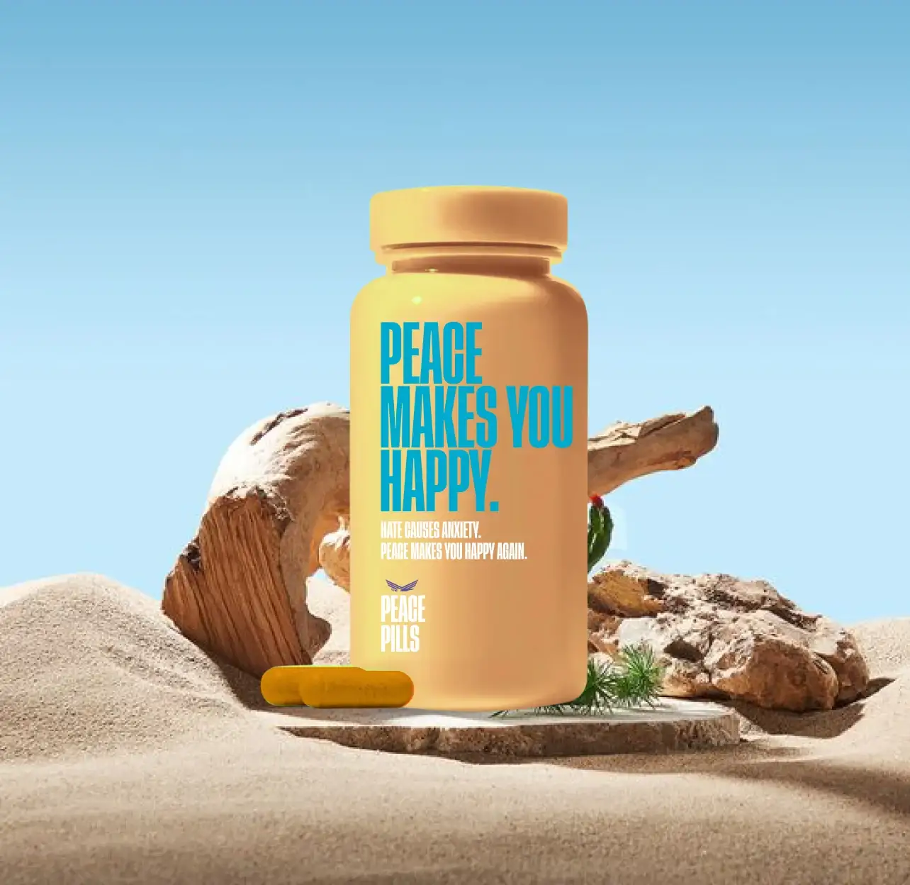 Concepto de frasco de Peace Pills