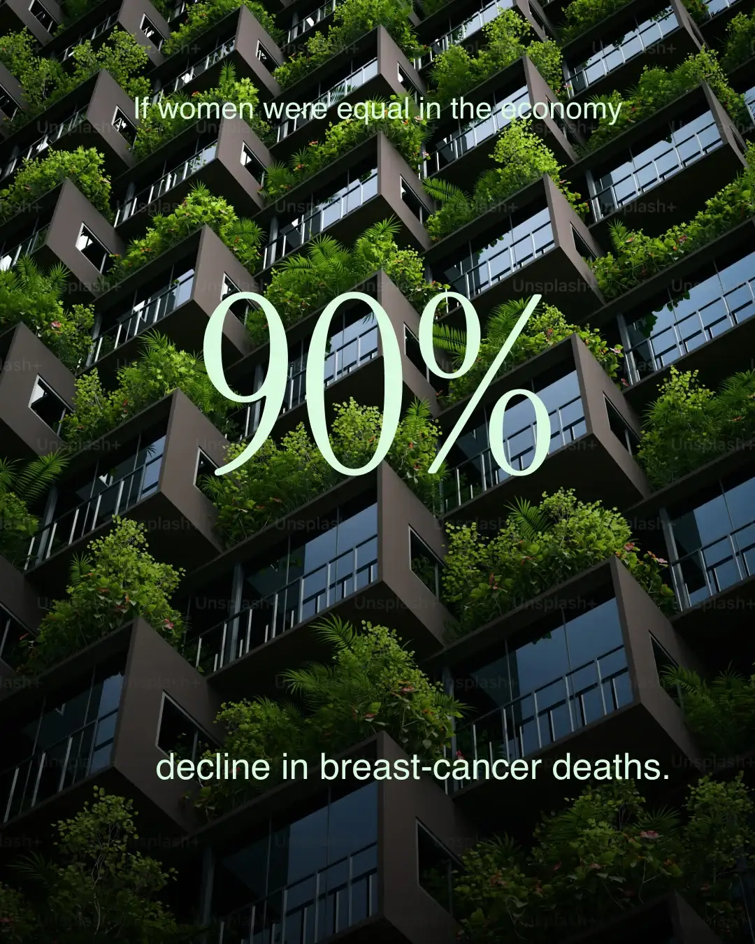 Alternate-history stat card: 90% decline in breast-cancer deaths