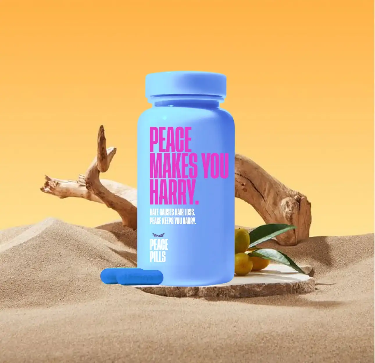 Concepto de frasco de Peace Pills
