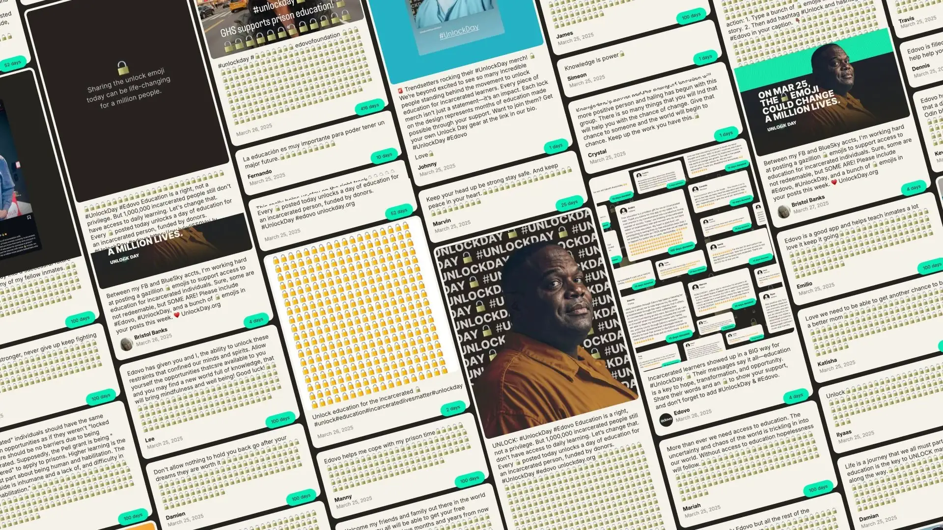 Un feed de publicaciones repleto de emojis de candado abierto