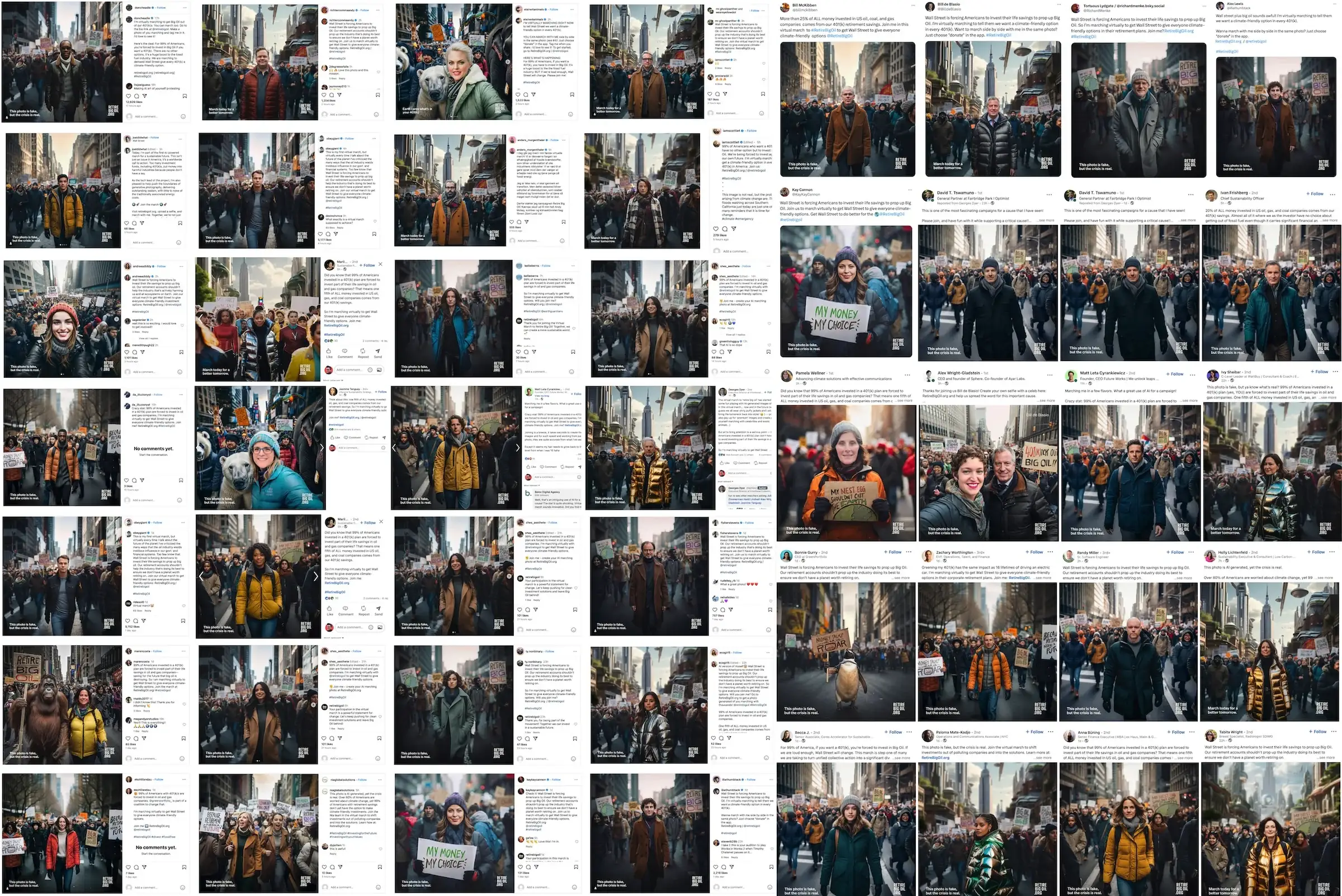 Social posts of people sharing their generated march photos