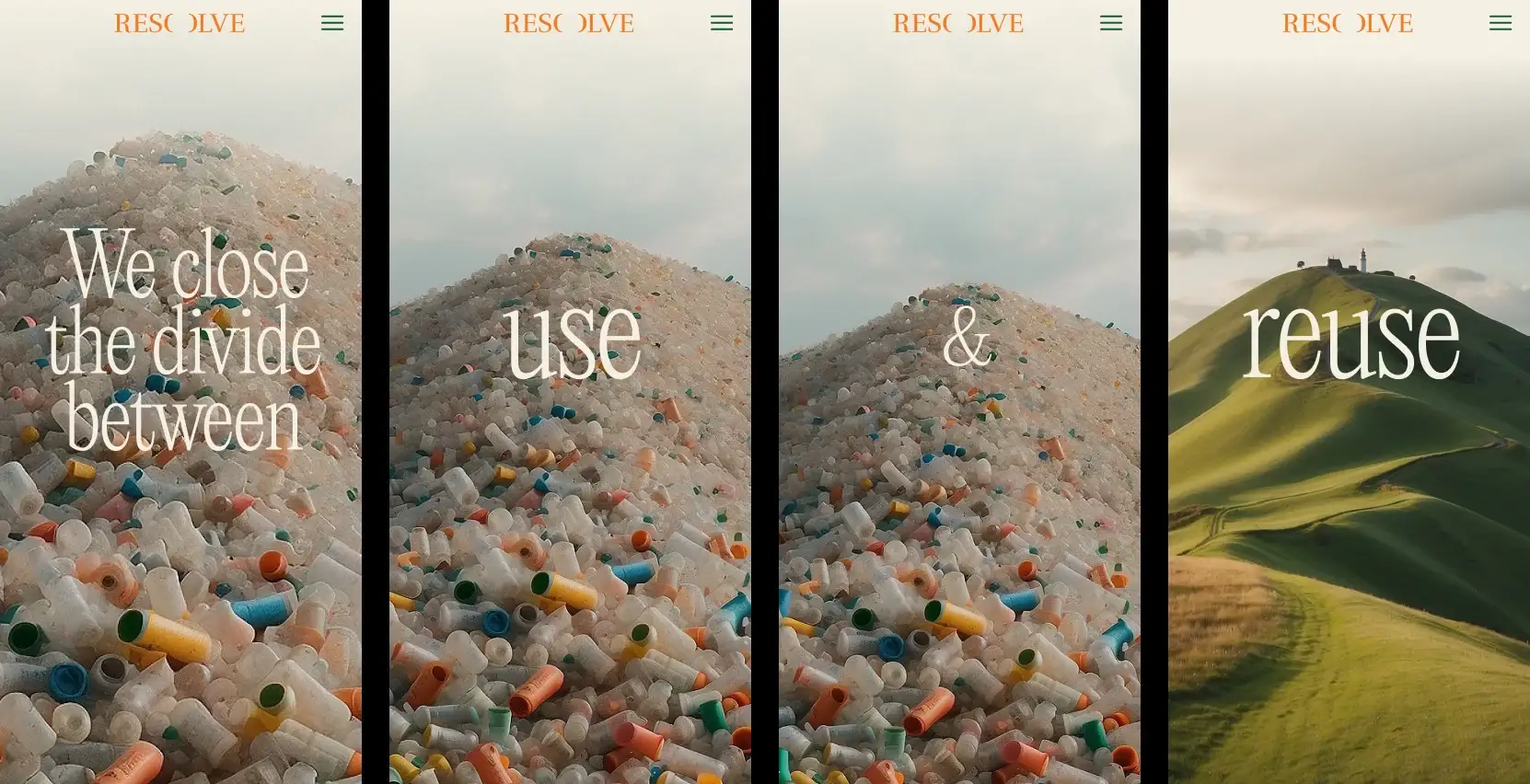 Mobile home-hero sequence: We close the divide between use and reuse