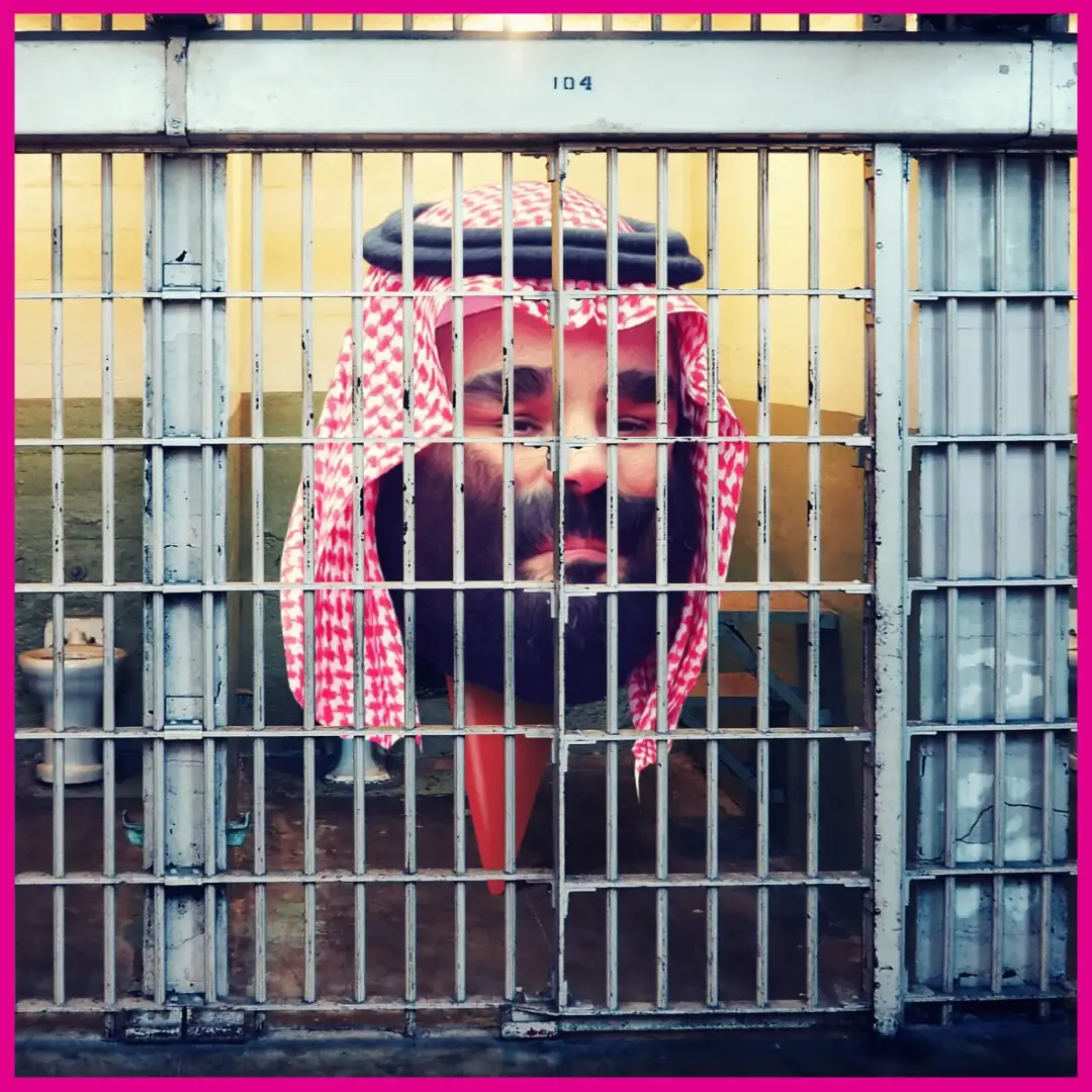 El pin de mapa de Mohammed bin Salman tras las rejas