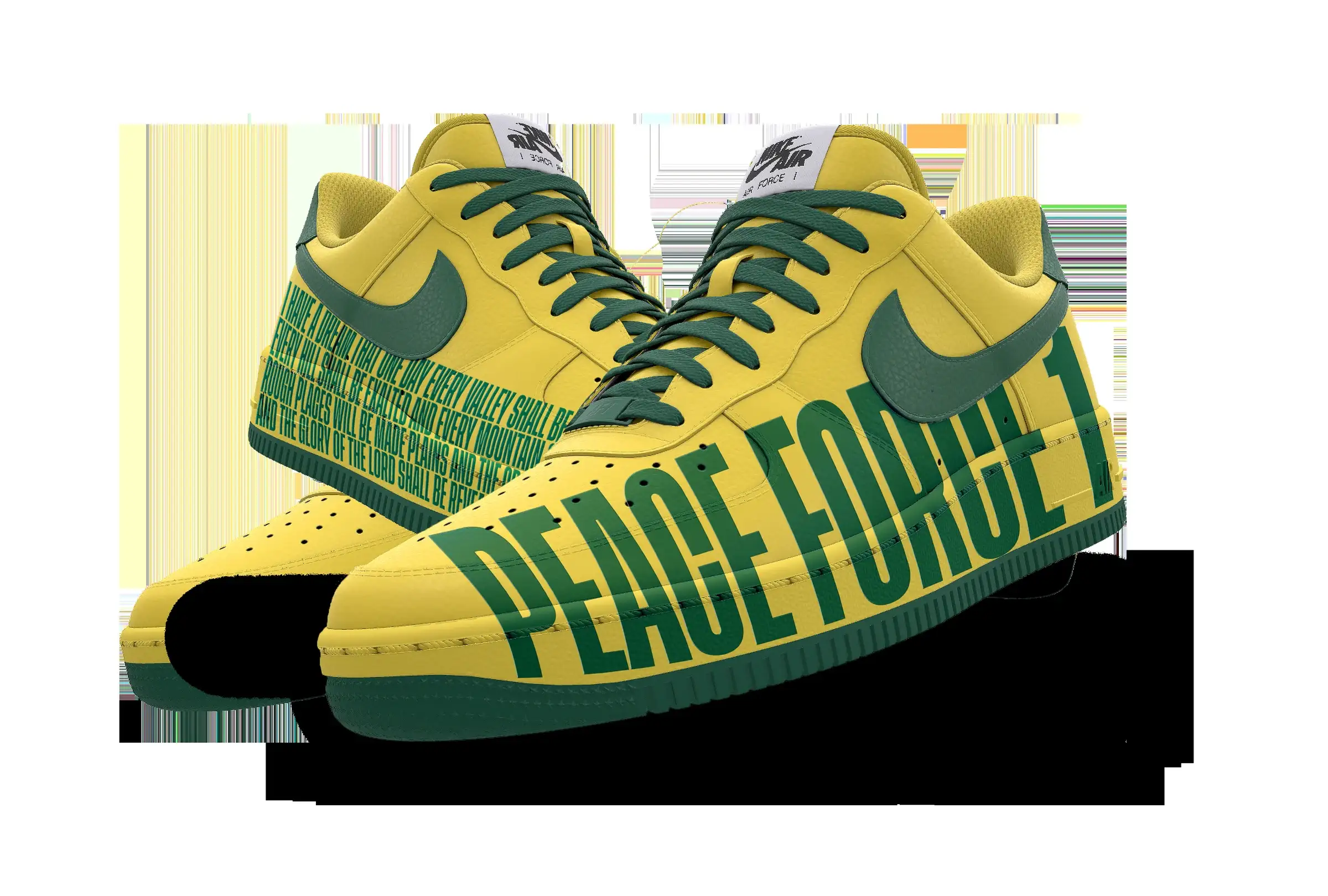 Peace Force 1 sneaker in green and gold