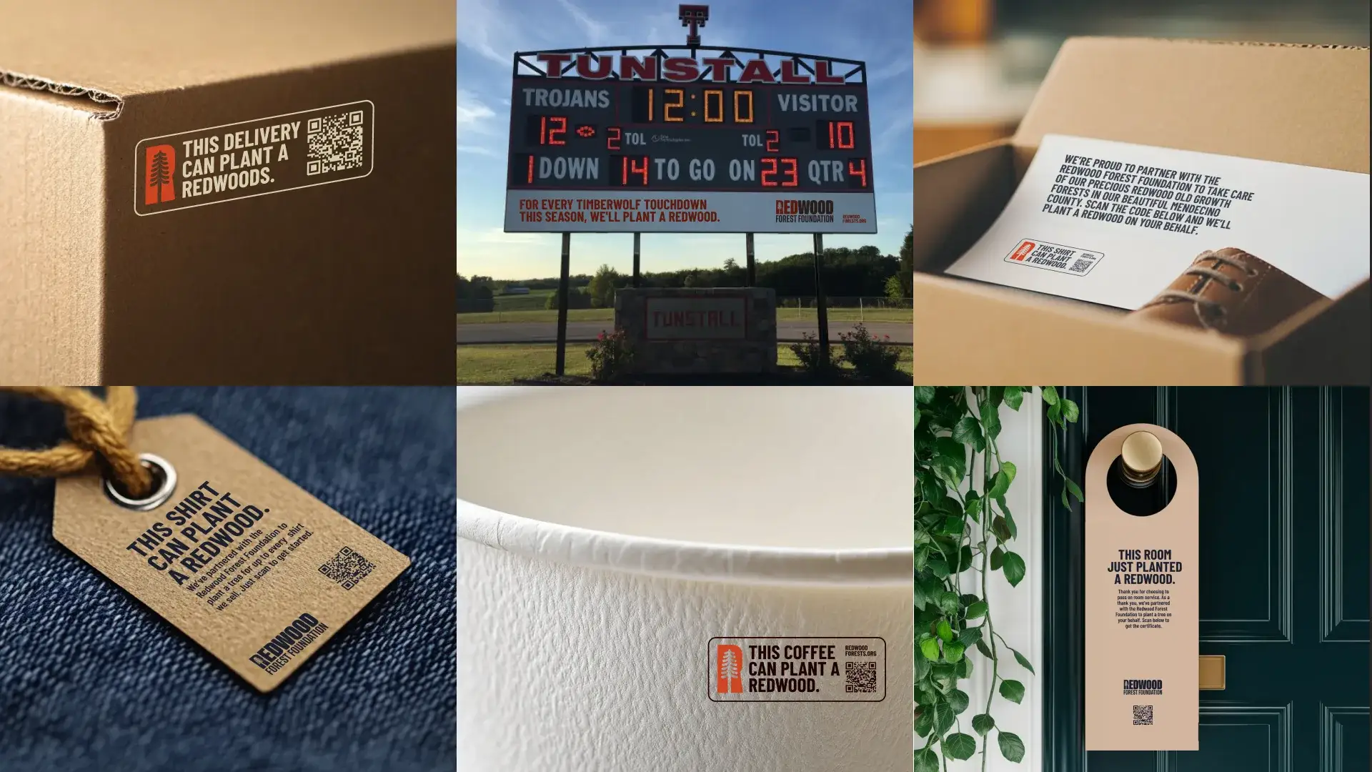 This can plant a redwood labels on a delivery box, a scoreboard, a shirt tag, a coffee cup and a hotel door hanger